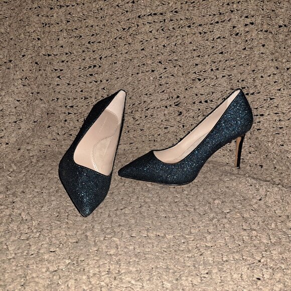 BANANA REPUBLIC-Madison 12 Hour Teal Glitter Pewter Point Toe Pump-SZ 6-NWOB - Picture 1 of 8